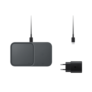 Samsung Wireless Charger Duo Pad + Travel Adapter, tumehall - Juhtmevaba laadija