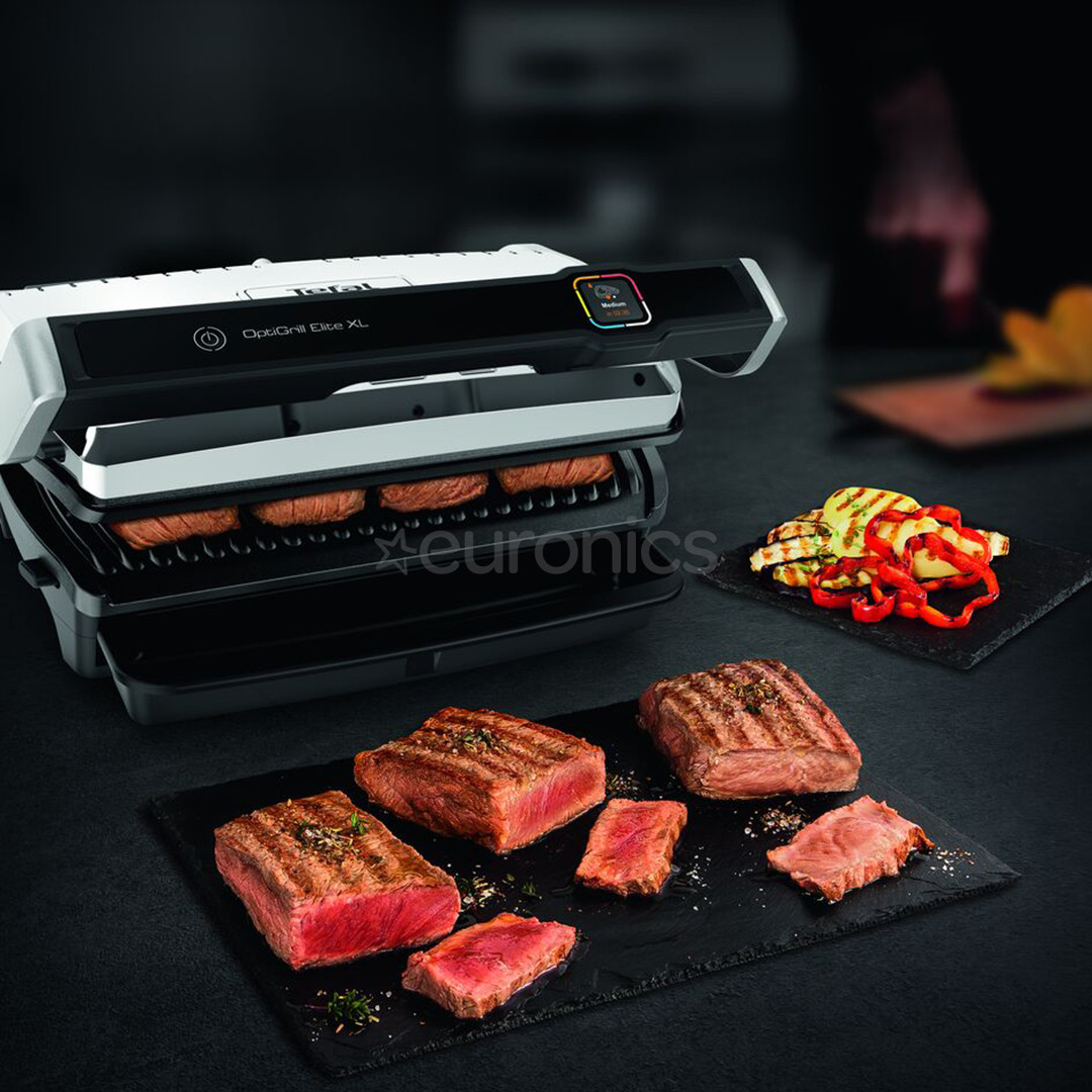 Tefal OptiGrill Elite XL, 2200 Вт, черный/нерж. сталь - Электрический гриль