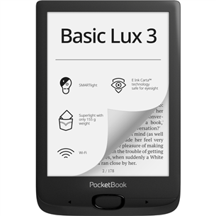 PocketBook Basic Lux 3, 6", 8 GB, must - E-luger