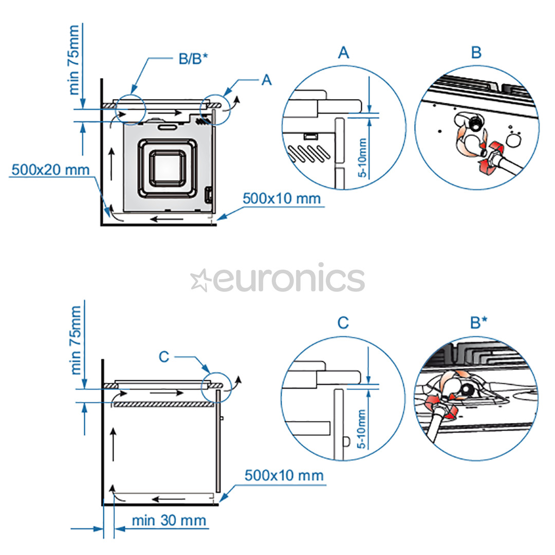 Hansa, laius 57,5 cm, must - Integreeritav gaasi/keraamiline pliidiplaat
