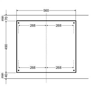 Hansa, laius 57,5 cm, must - Integreeritav gaasi/keraamiline pliidiplaat