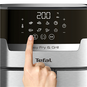 Tefal Easy Fry & Grill, 1400 Вт, нерж. сталь/черный - Аэрогриль