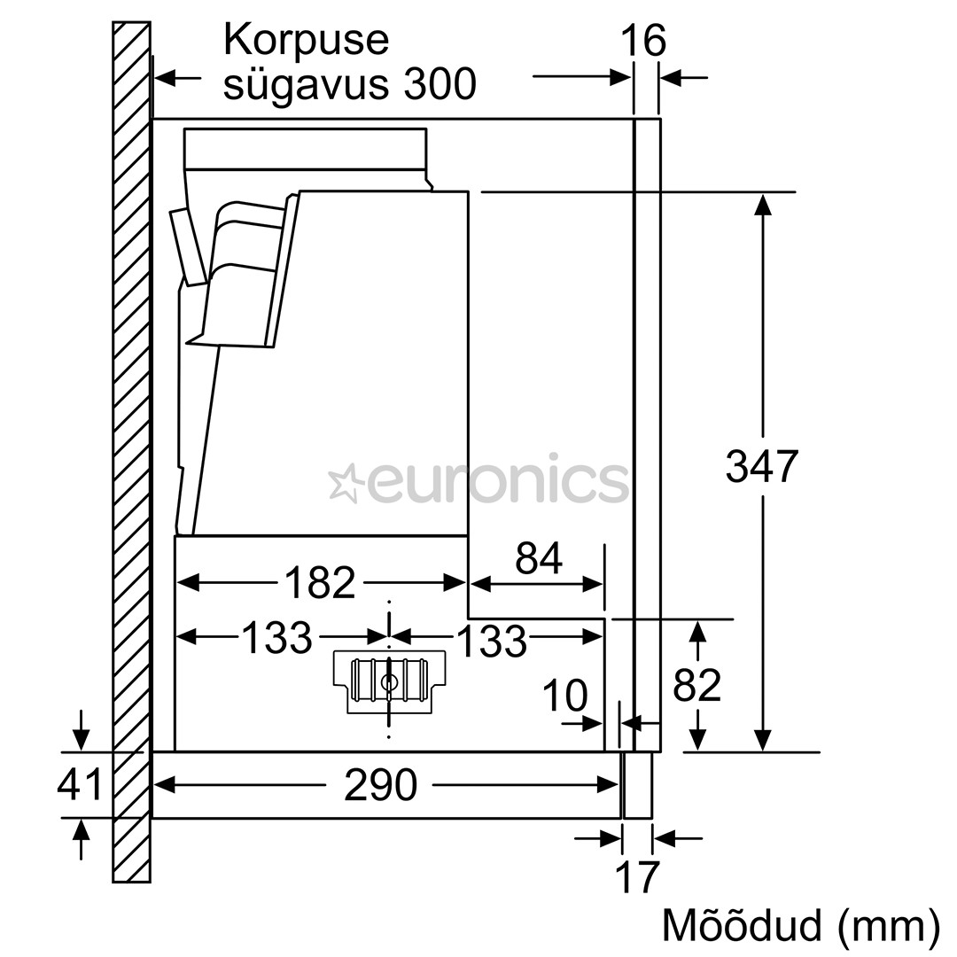 Bosch, 628 m³/h, laius 89,8 cm, hõbedane - Integreeritav õhupuhasti