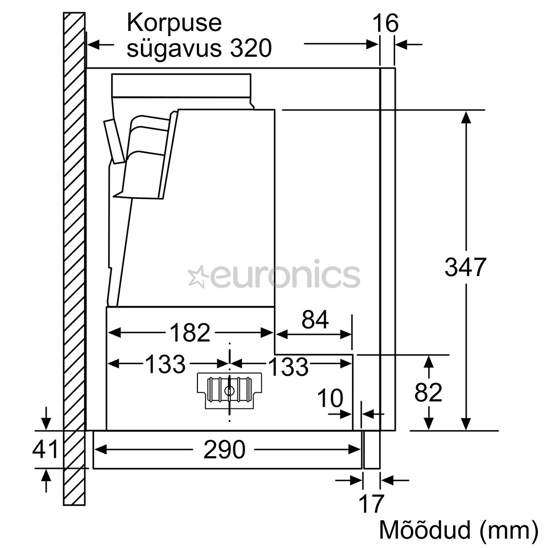 Bosch, 628 m³/h, laius 89,8 cm, hõbedane - Integreeritav õhupuhasti