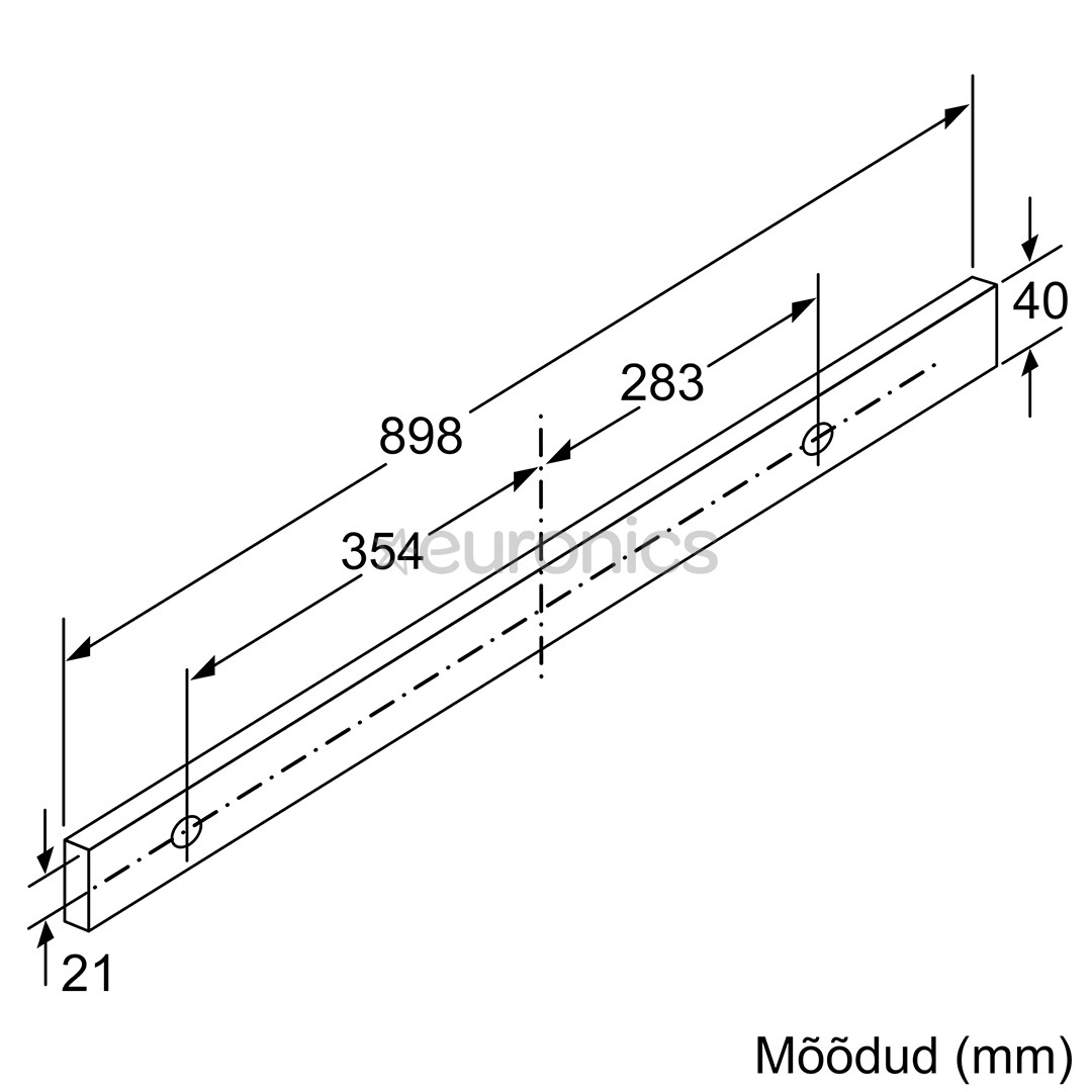 Bosch, 628 m³/h, laius 89,8 cm, hõbedane - Integreeritav õhupuhasti