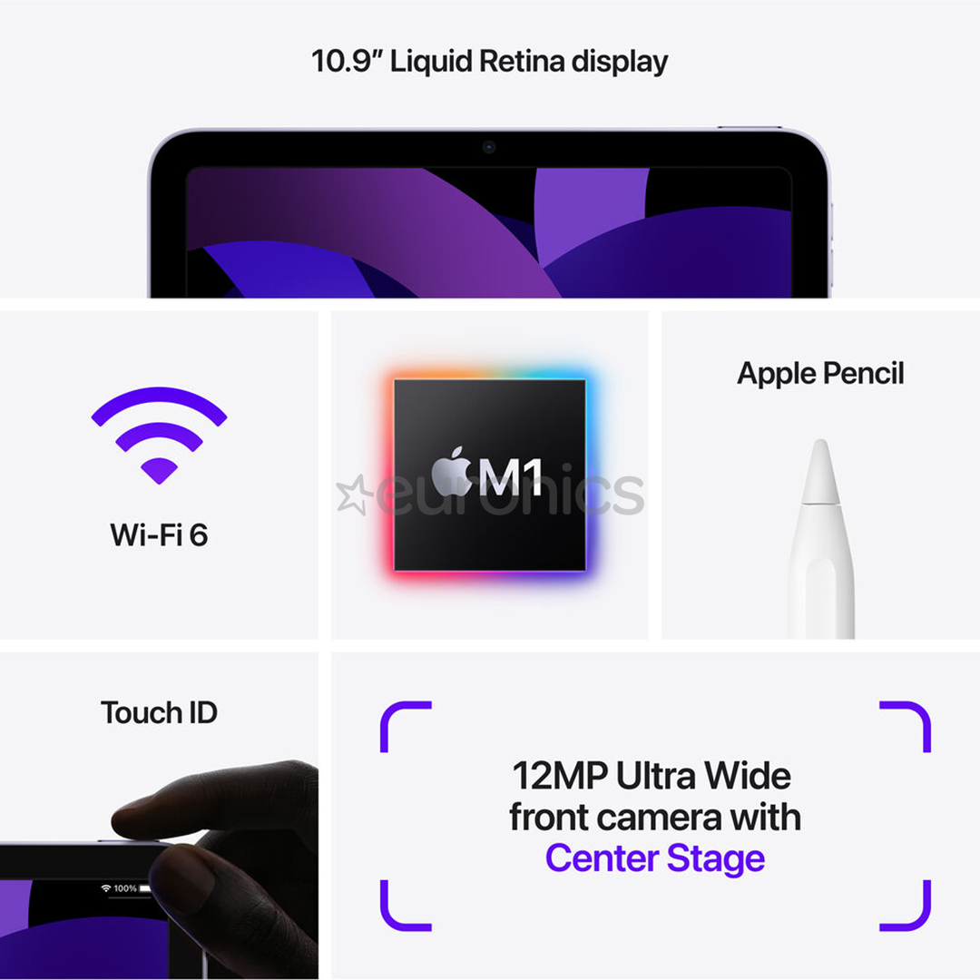 Apple iPad Air (2022), 10.9", 64 GB, WiFi, purple - Tablet PC