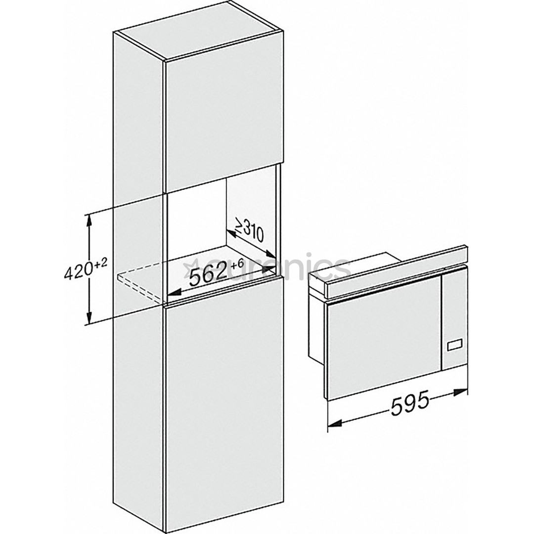 Miele, 17 л, 800 Вт, черный - Интегрируемая микроволновая печь с грилем