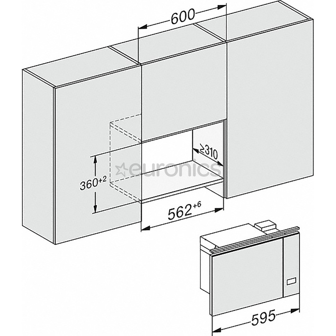 Miele, 17 л, 800 Вт, черный - Интегрируемая микроволновая печь с грилем