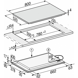 Miele, 3 PowerFlex-keeduala, laius 80 cm, raamita, must - Integreeritav induktsioonpliidiplaat