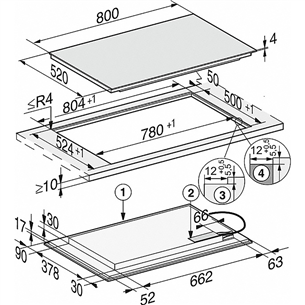 Miele, 3 PowerFlex-keeduala, laius 80 cm, raamita, must - Integreeritav induktsioonpliidiplaat