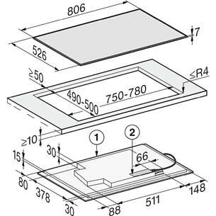 Miele, laius 80,6 cm, terasraamiga, must - Integreeritav induktsioonpliidiplaat