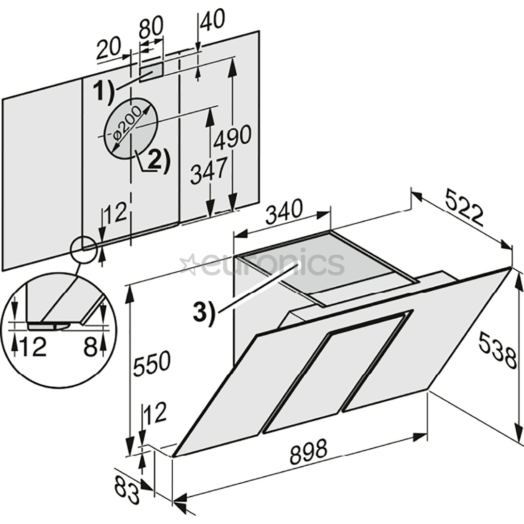 Miele, 610 m³/h, laius 89 cm, hall - Õhupuhasti