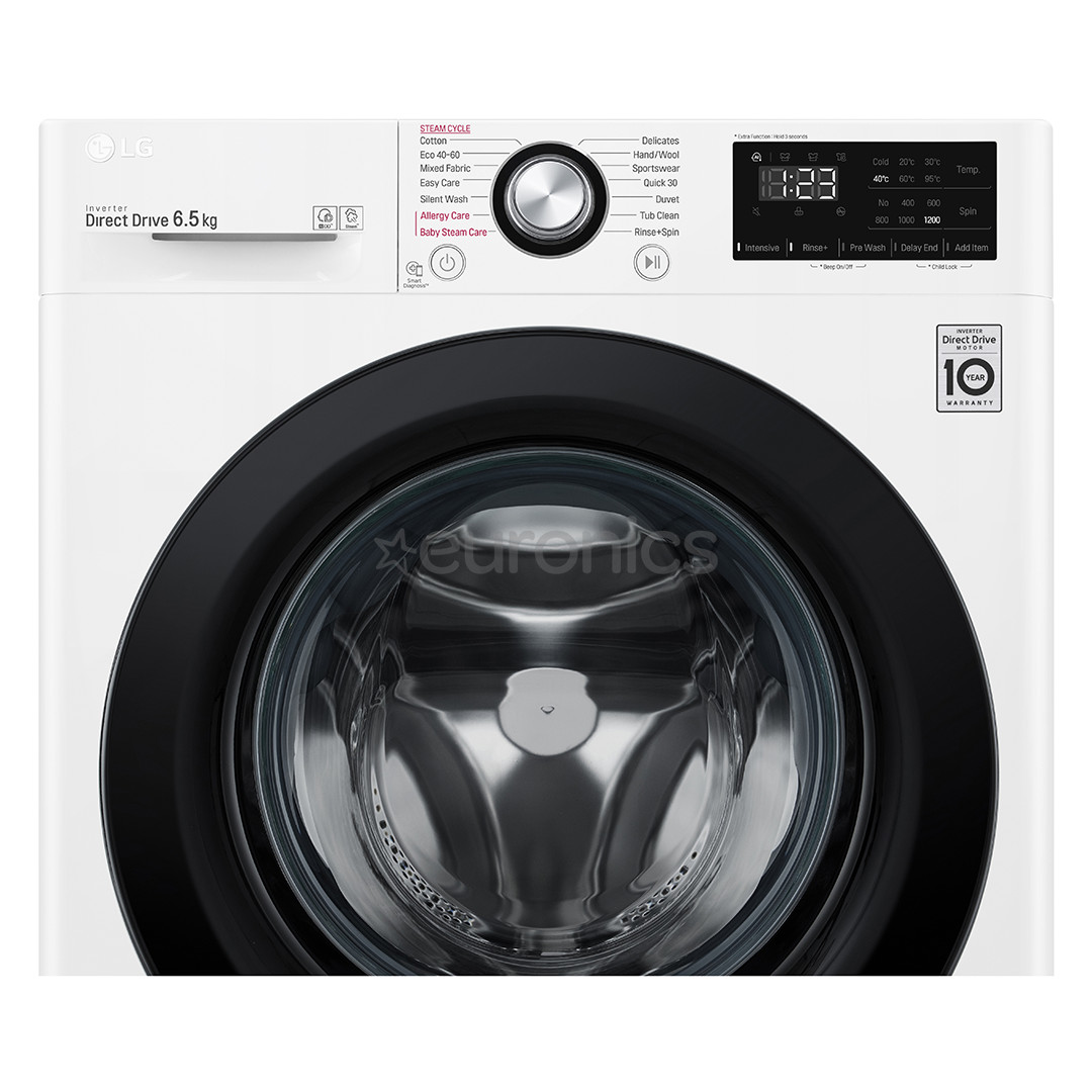 LG 6,5 kg, sügavus 45 cm, 1200 p/m - Eestlaetav pesumasin