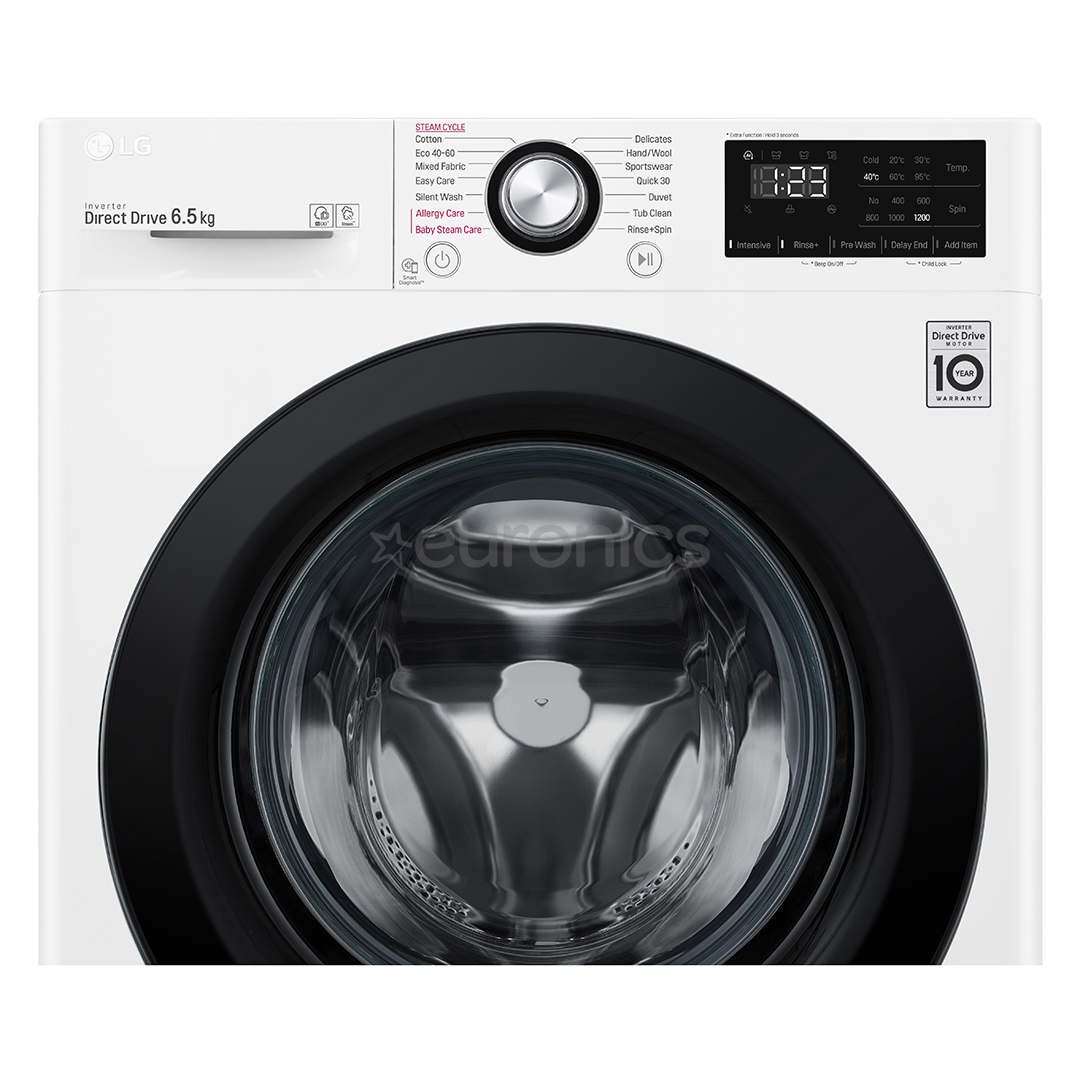 LG 6,5 kg, sügavus 45 cm, 1200 p/m - Eestlaetav pesumasin
