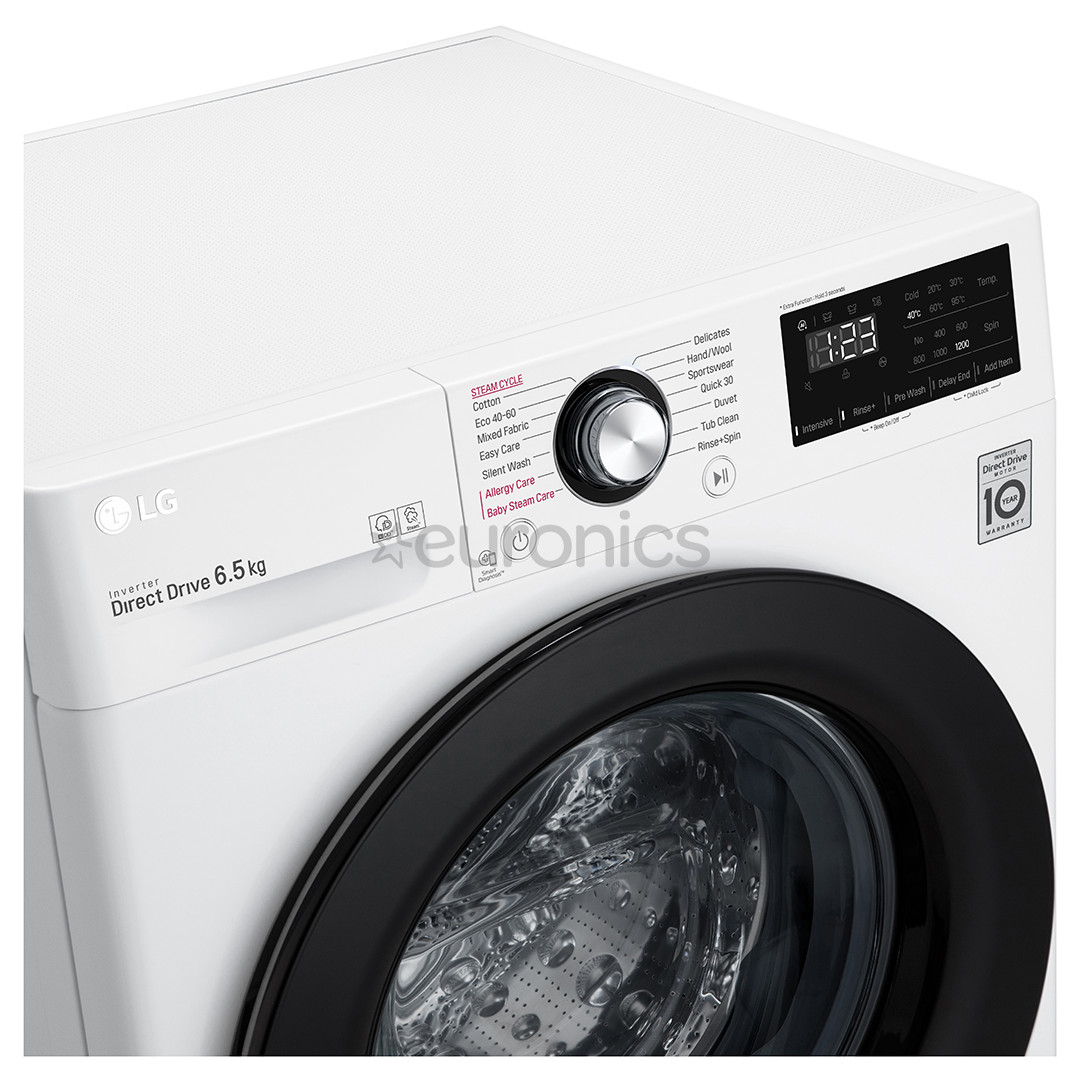 LG 6,5 kg, sügavus 45 cm, 1200 p/m - Eestlaetav pesumasin