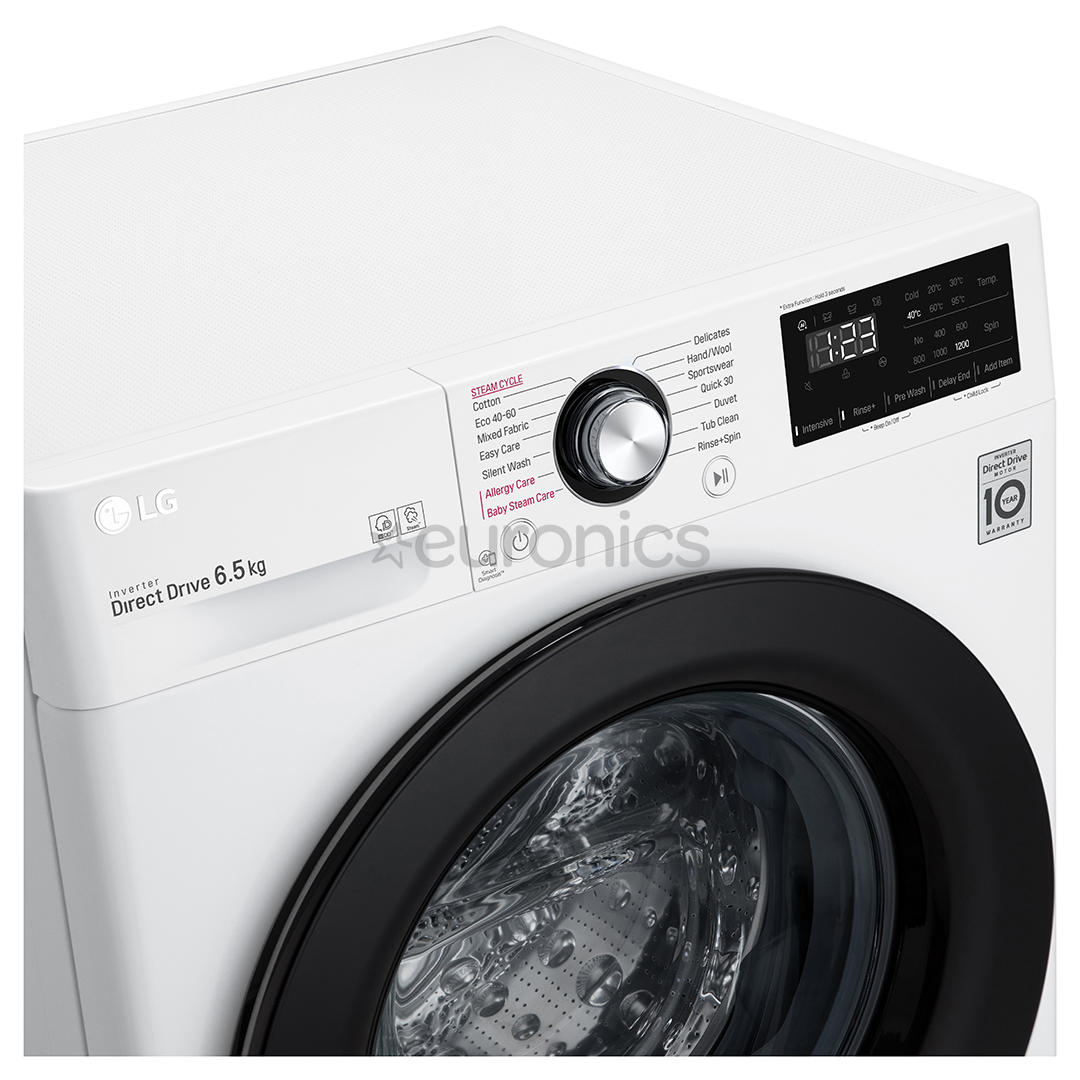 LG 6,5 kg, sügavus 45 cm, 1200 p/m - Eestlaetav pesumasin