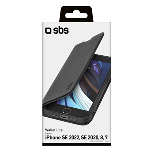 SBS Book Wallet Lite Case, iPhone SE 2022/2020, black - Smartphone case