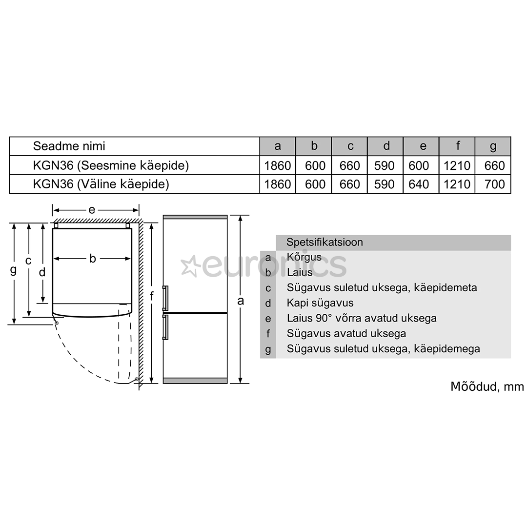 Bosch, NoFrost, 326 л, высота 186 см, белый - Холодильник