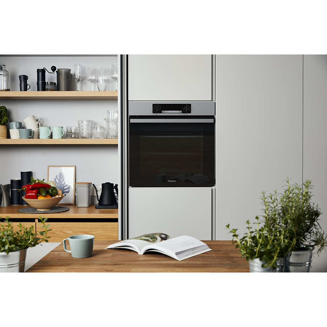 Hisense, пиролитическая очистка, 77 л, нерж. сталь - Интегрируемый духовой шкаф
