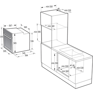 Hisense, pyrolytic cleaning, 77 L, inox - Built-in Oven