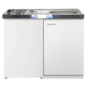 MKZ100, холодильник + шкаф + раковина + варочная панель, белый/серый - Мини-кухня 13080245