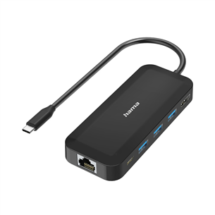 Hama Classic Line USB-C hub, multiport, 6 liidest, USB-A, USB-C, HDMI, LAN/Ethernet, must - Adapter 00300080