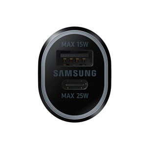 Samsung Duo Car Charger, USB-A, USB-C, 25 Вт + 15 Вт, черный - Автомобильное зарядное устройство