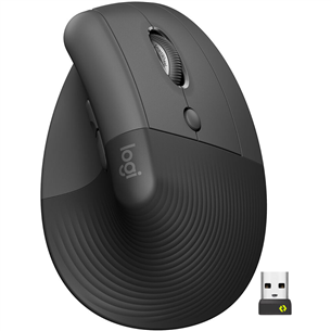 Logitech Lift Vertical Ergonomic Mouse, silent, black - Wireless Optical Mouse 910-006473