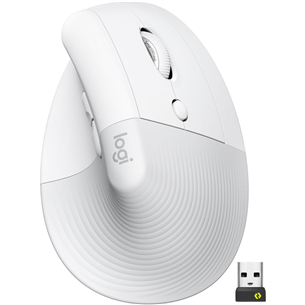 Logitech Lift Vertical Ergonomic Mouse, white - Wireless Optical Mouse