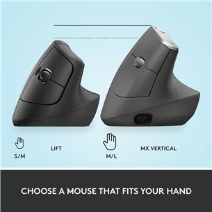 Logitech Lift Vertical Ergonomic Mouse, черный - Беспроводная оптическая мышь