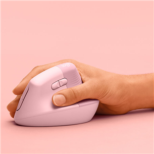 Logitech Lift Vertical Ergonomic Mouse, vaikne, roosa - Juhtmevaba optiline hiir