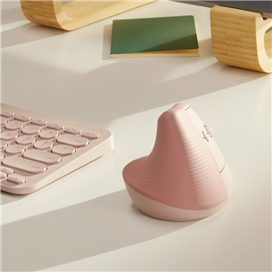 Logitech Lift Vertical Ergonomic Mouse, vaikne, roosa - Juhtmevaba optiline hiir