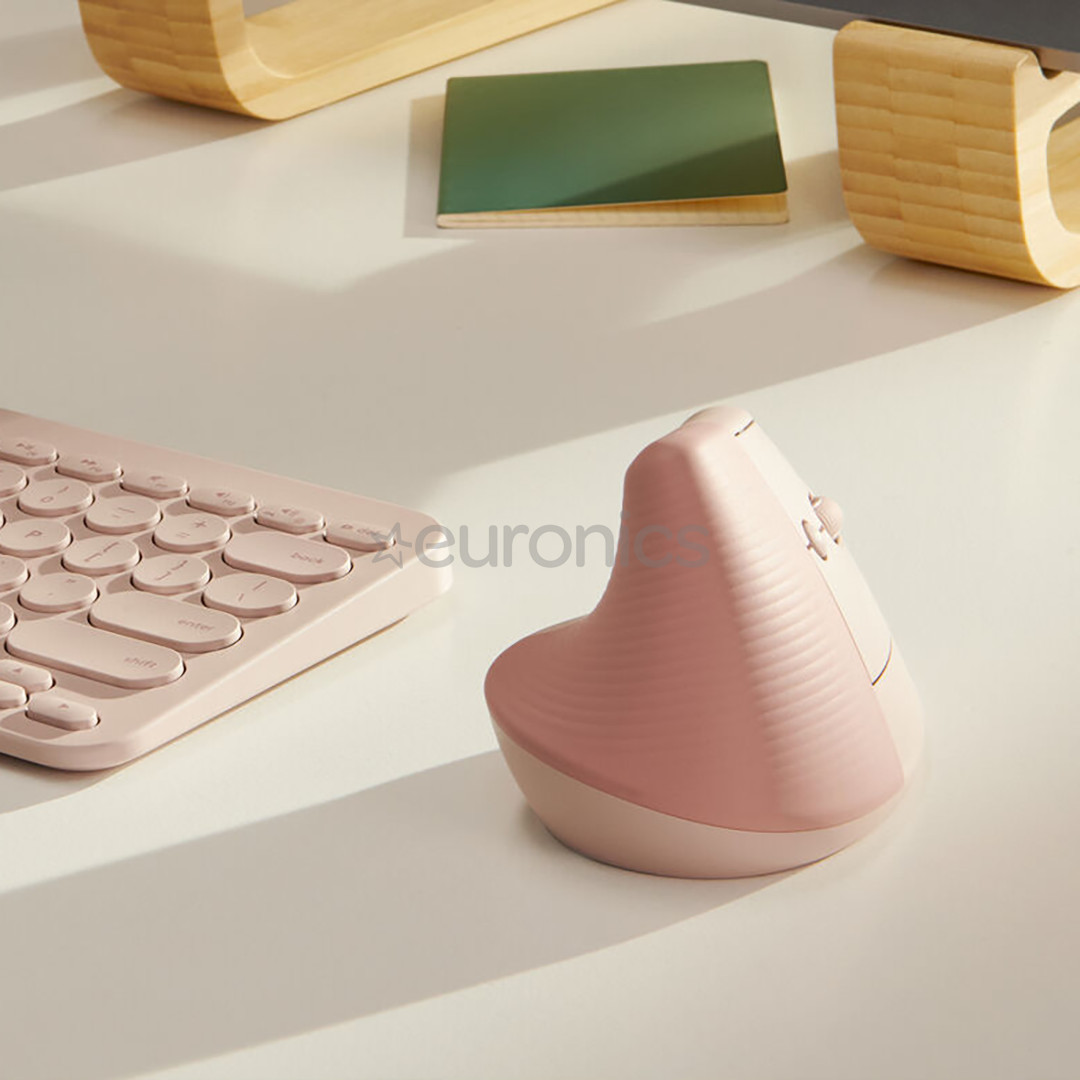 Logitech Lift Vertical Ergonomic Mouse, vaikne, roosa - Juhtmevaba optiline hiir