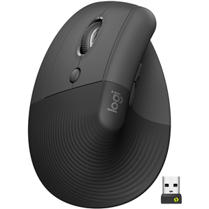 Logitech Lift Vertical Ergonomic Mouse, left handed, silent, black - Wireless Optical Mouse