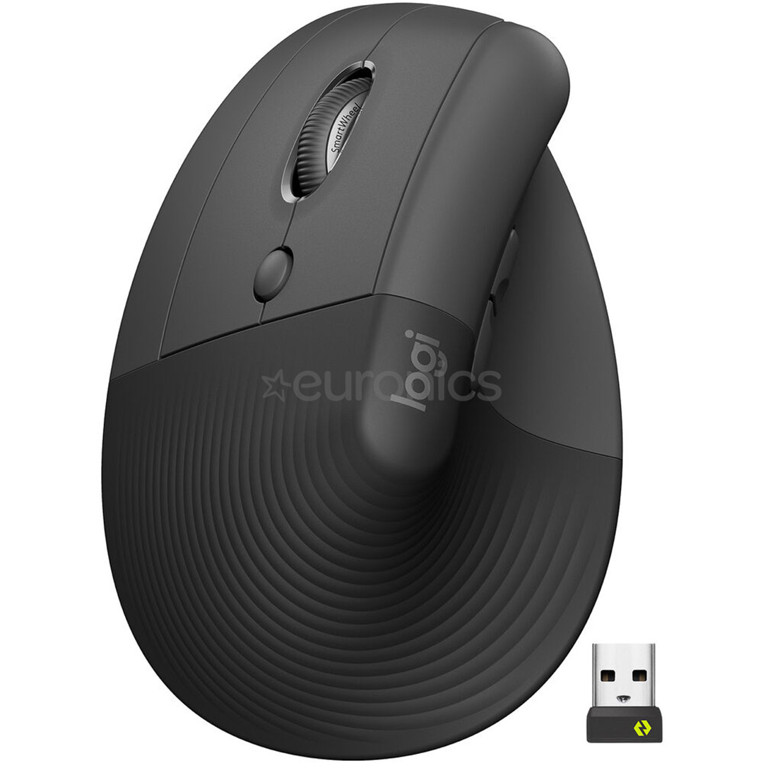 Logitech Lift Vertical Ergonomic Mouse, vasakukäeline, vaikne, must - Juhtmevaba optiline hiir