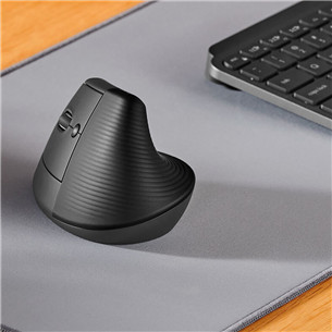 Logitech Lift Vertical Ergonomic Mouse, vasakukäeline, vaikne, must - Juhtmevaba optiline hiir
