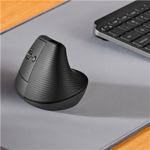 Logitech Lift Vertical Ergonomic Mouse, vasakukäeline, vaikne, must - Juhtmevaba optiline hiir