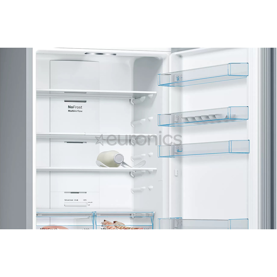 Bosch, NoFrost, 438 L, kõrgus 203 cm, roostevaba teras - Külmik