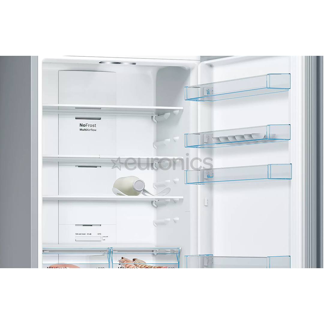 Bosch, NoFrost, 438 L, kõrgus 203 cm, roostevaba teras - Külmik