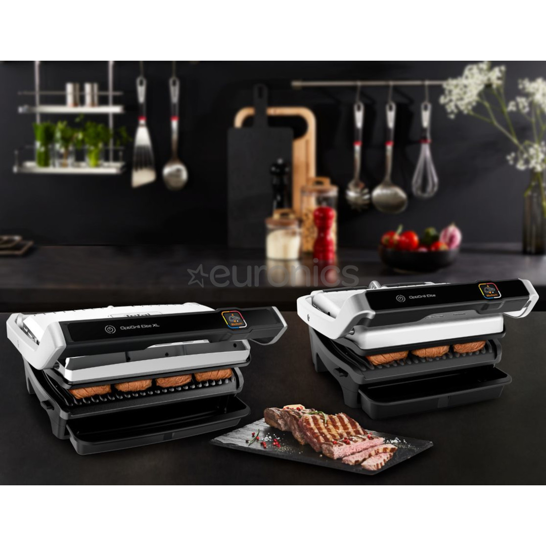 Tefal OptiGrill Elite XL, 2200 Вт, черный/нерж. сталь - Электрический гриль