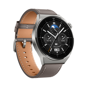 Huawei Watch GT 3 Pro, 46 mm, titaanist korpus halli nahkrihmaga - Nutikell 55028467