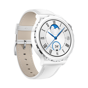Huawei Watch GT 3 Pro, 43 mm, valge keraamiline korpus valge nahkrihmaga - Nutikell