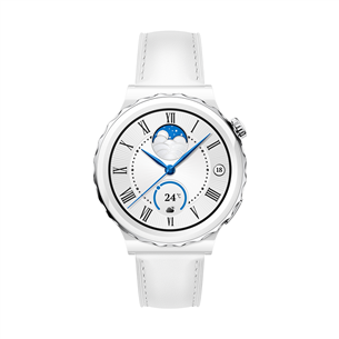 Huawei Watch GT 3 Pro, 43 mm, valge keraamiline korpus valge nahkrihmaga - Nutikell