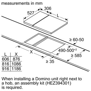 Bosch Domino, laius 30,6 cm, terasraamiga, must - Integreeritav keraamiline pliidiplaat