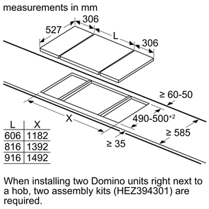 Bosch Domino, laius 30,6 cm, terasraamiga, must - Integreeritav keraamiline pliidiplaat