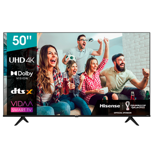 Hisense A6BG, 50'', 4K UHD, LED VA, боковые ножки, черный - Телевизор