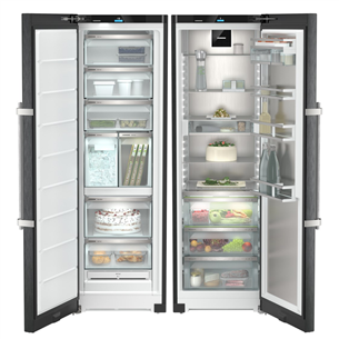 Liebherr, 387 л + 278 л, высота 186 см, черный - Холодильный шкаф + морозильник