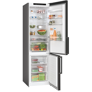 Bosch, NoFrost, 363 L, height 203 cm, black inox - Refrigerator