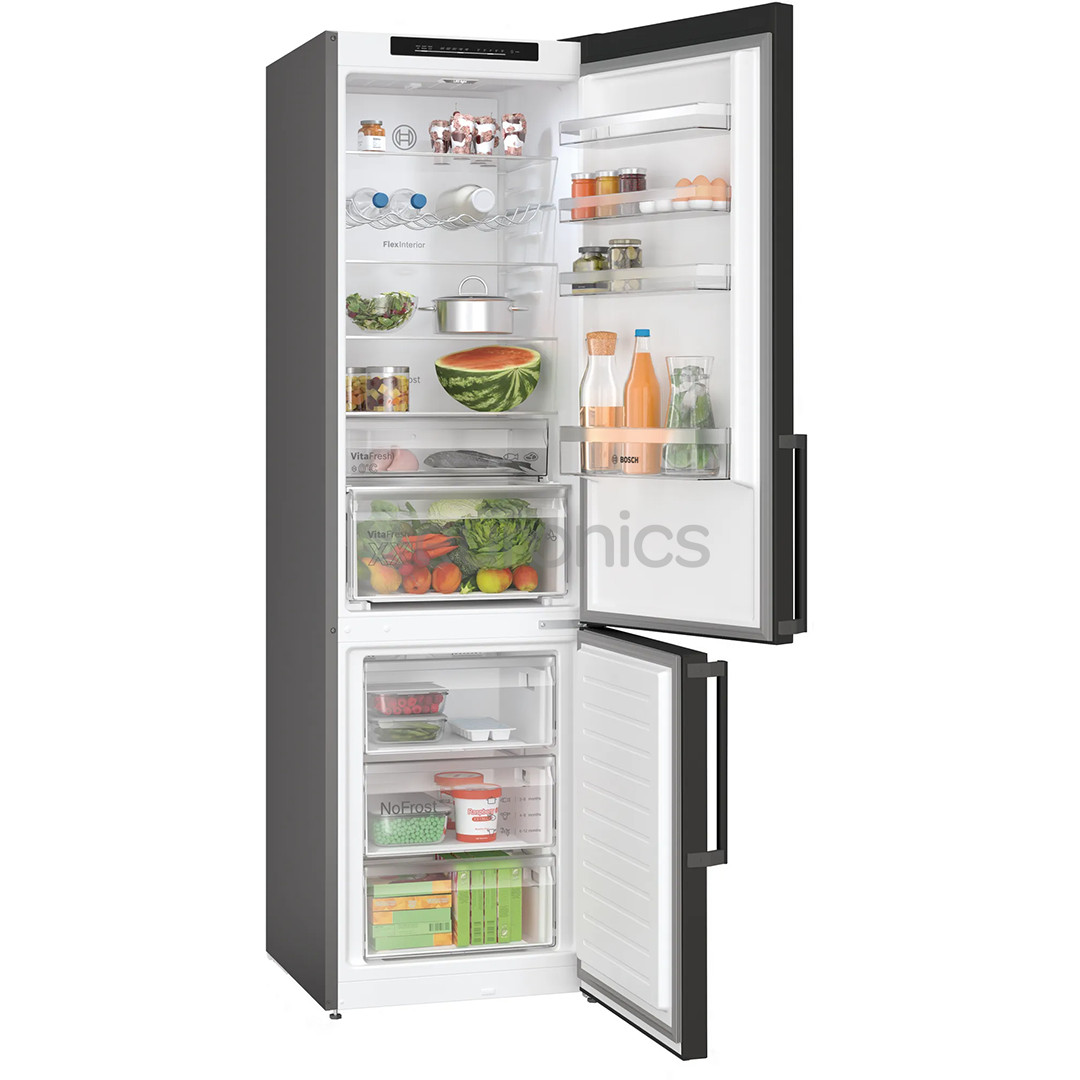 Bosch, NoFrost, 363 L, height 203 cm, black inox - Refrigerator