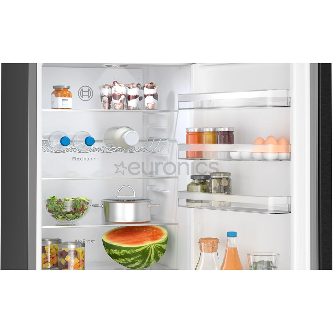 Bosch, NoFrost, 363 L, height 203 cm, black inox - Refrigerator